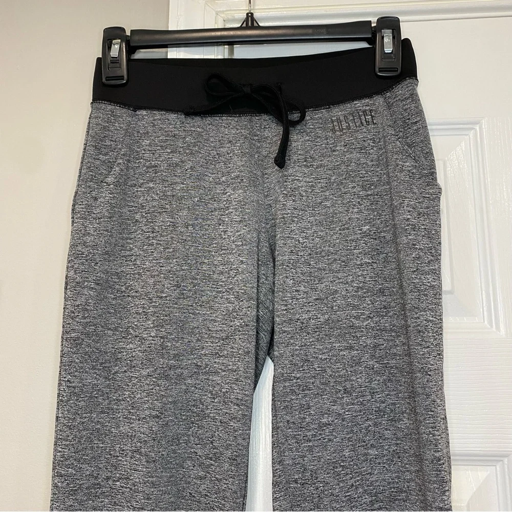 Justice Athletic Heathered Gray Black Jogger Pants Girls Size 10 Gym